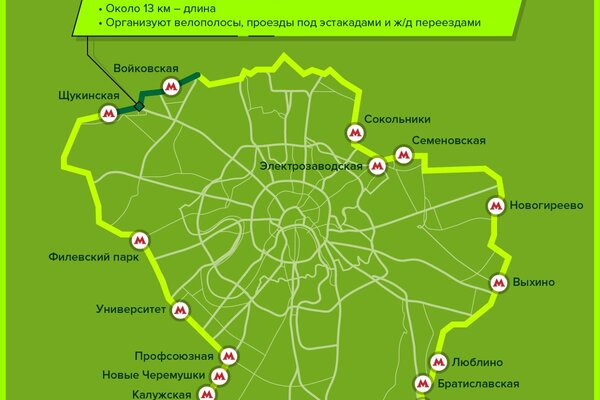 Зеленое кольцо москвы карта