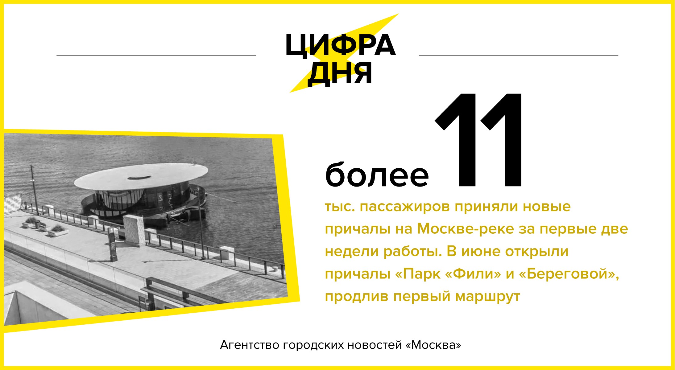 Цифра дня 21 июня: Более 11 тыс. пассажиров приняли новые причалы на Москве-реке  за две недели - Агентство городских новостей «Москва» - информационное  агентство